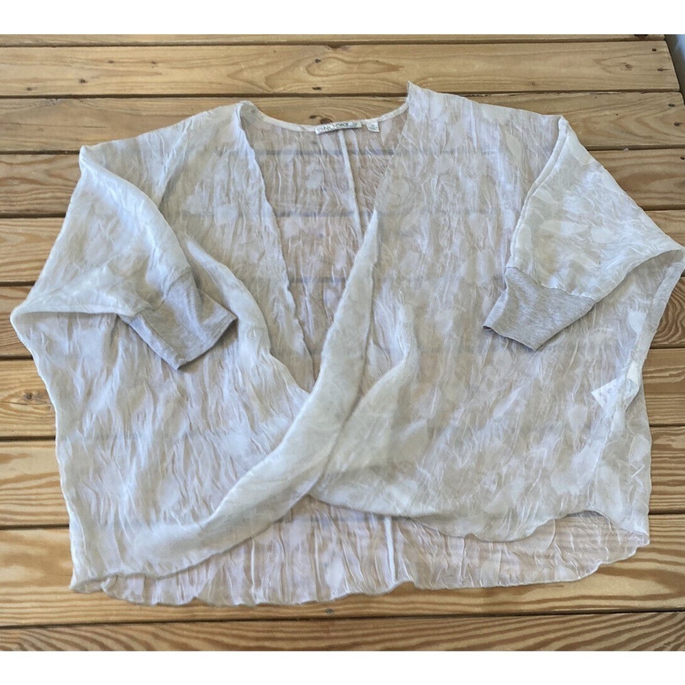SNO Skins Women’s Cream Cross Front Dolman Sleeve Sheer Top Size Medium
